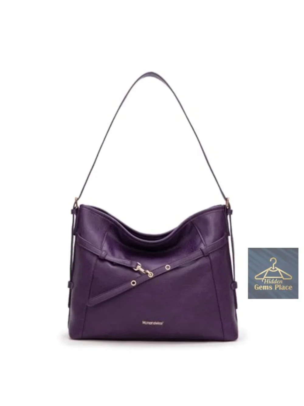 Adjustable Strap Hobo Purse with Front Buckle Vegan Leather